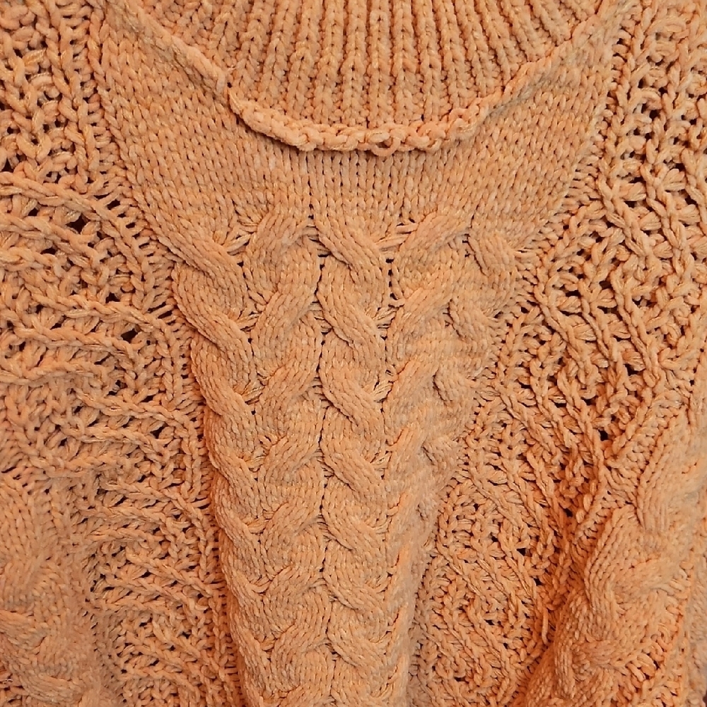 066 POL Orange Cable Knit Turtleneck Sweater - Picture 4 of 8